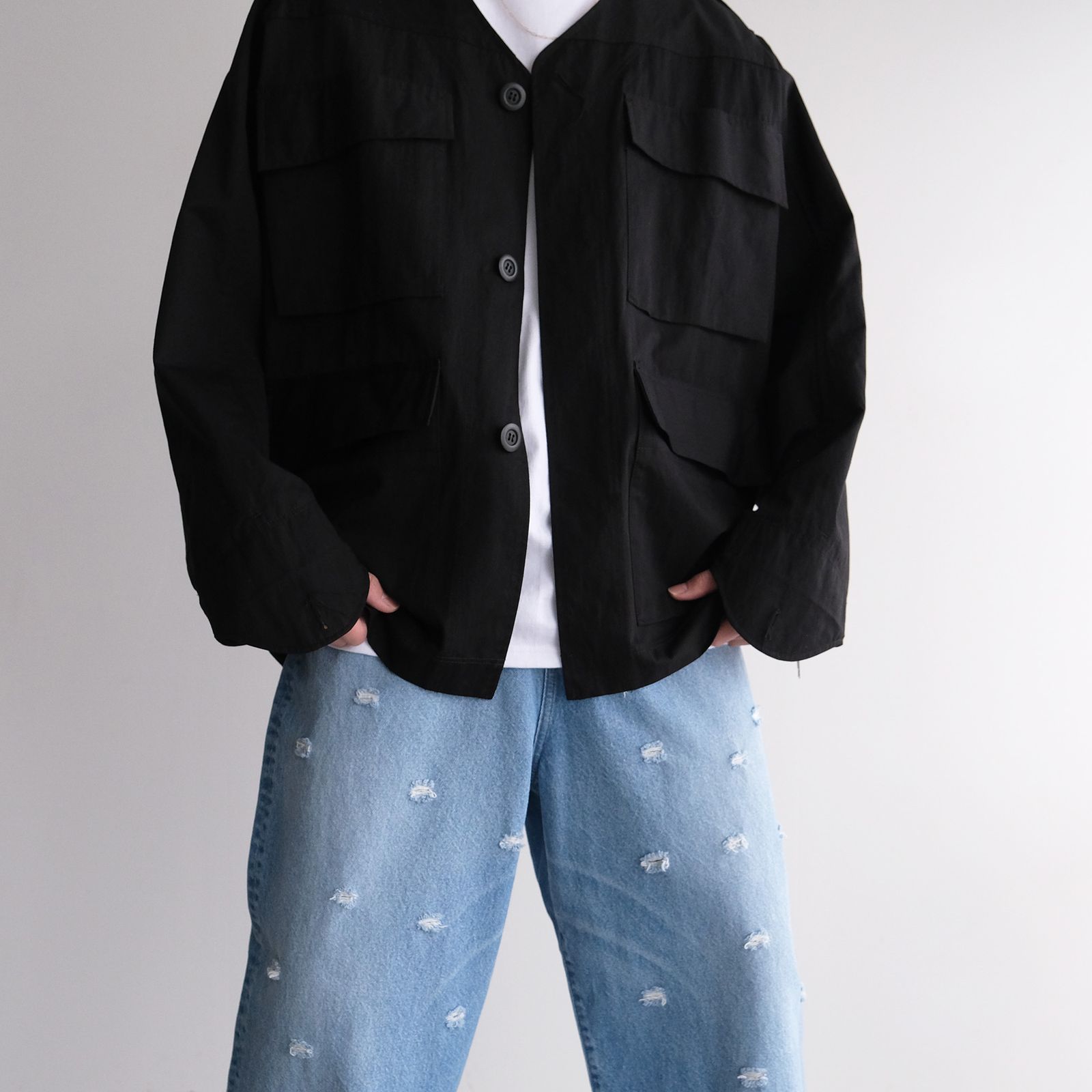 Dot Hole Denim Pants -デニム-（Blue Used / ブルー ユーズド）