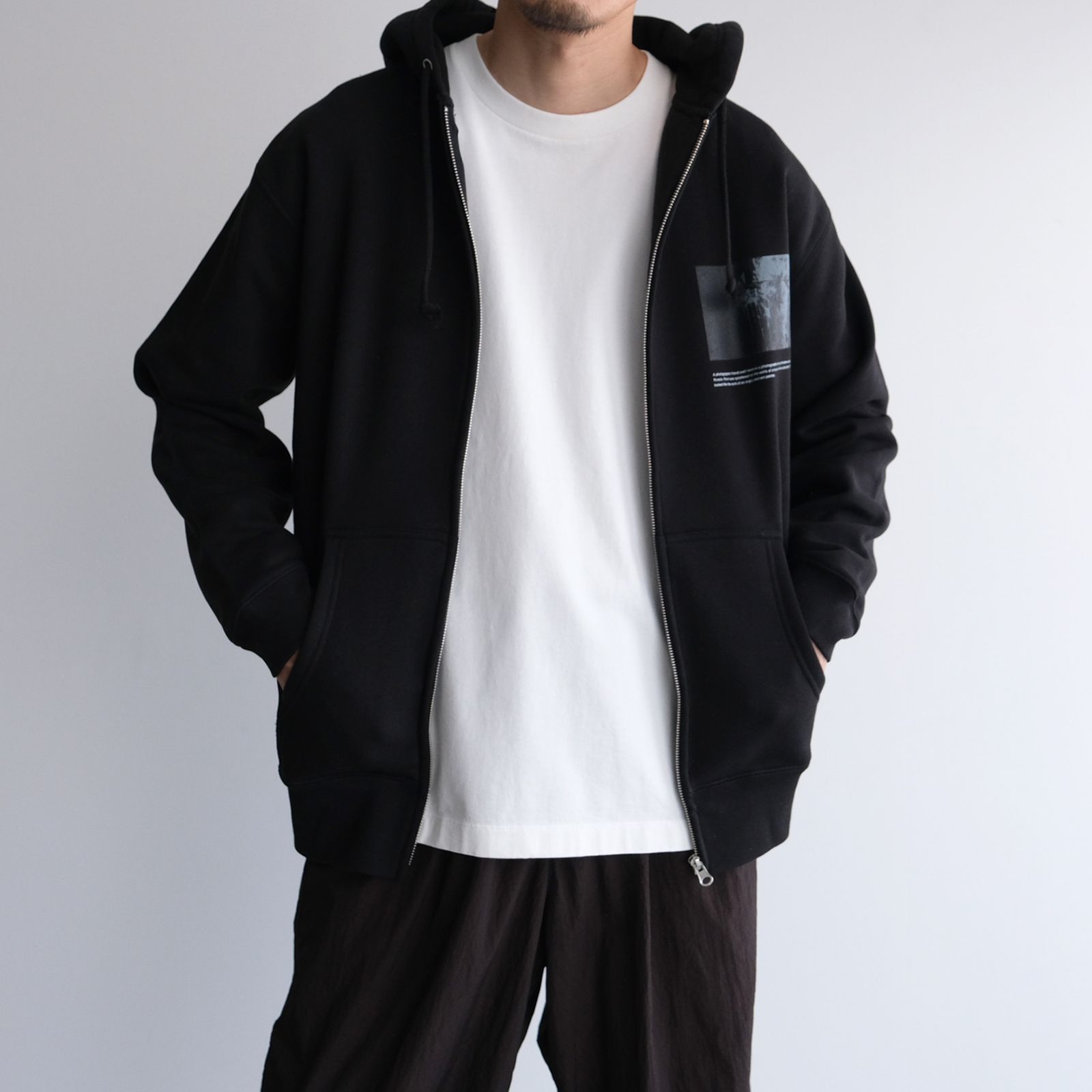 Wall Zip Hoodie -パーカー-（Black / ブラック）