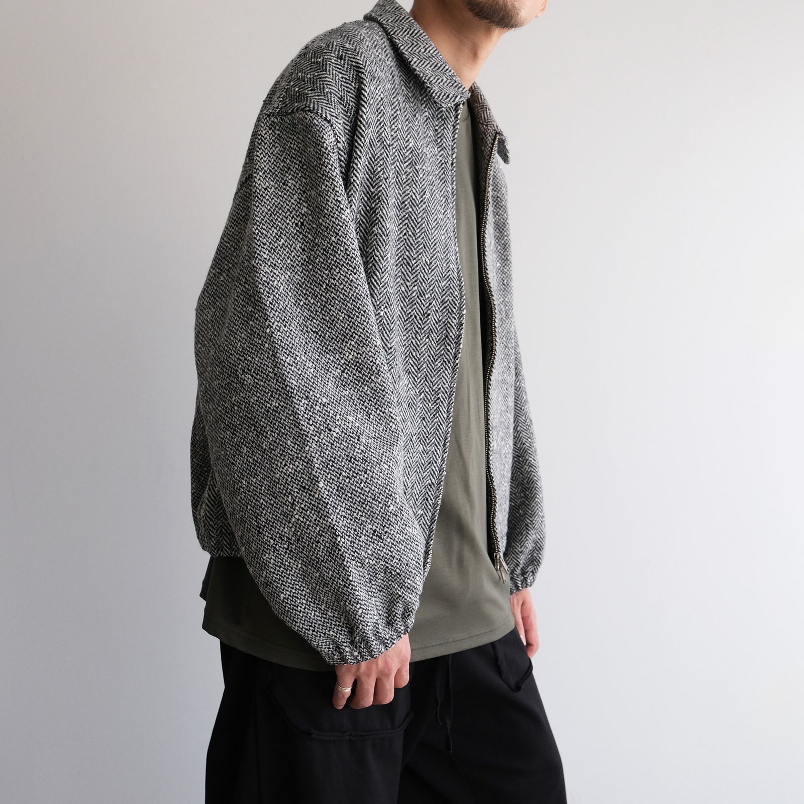Tweed Zip Front Blouson -ブルゾン-（Black / ブラック）