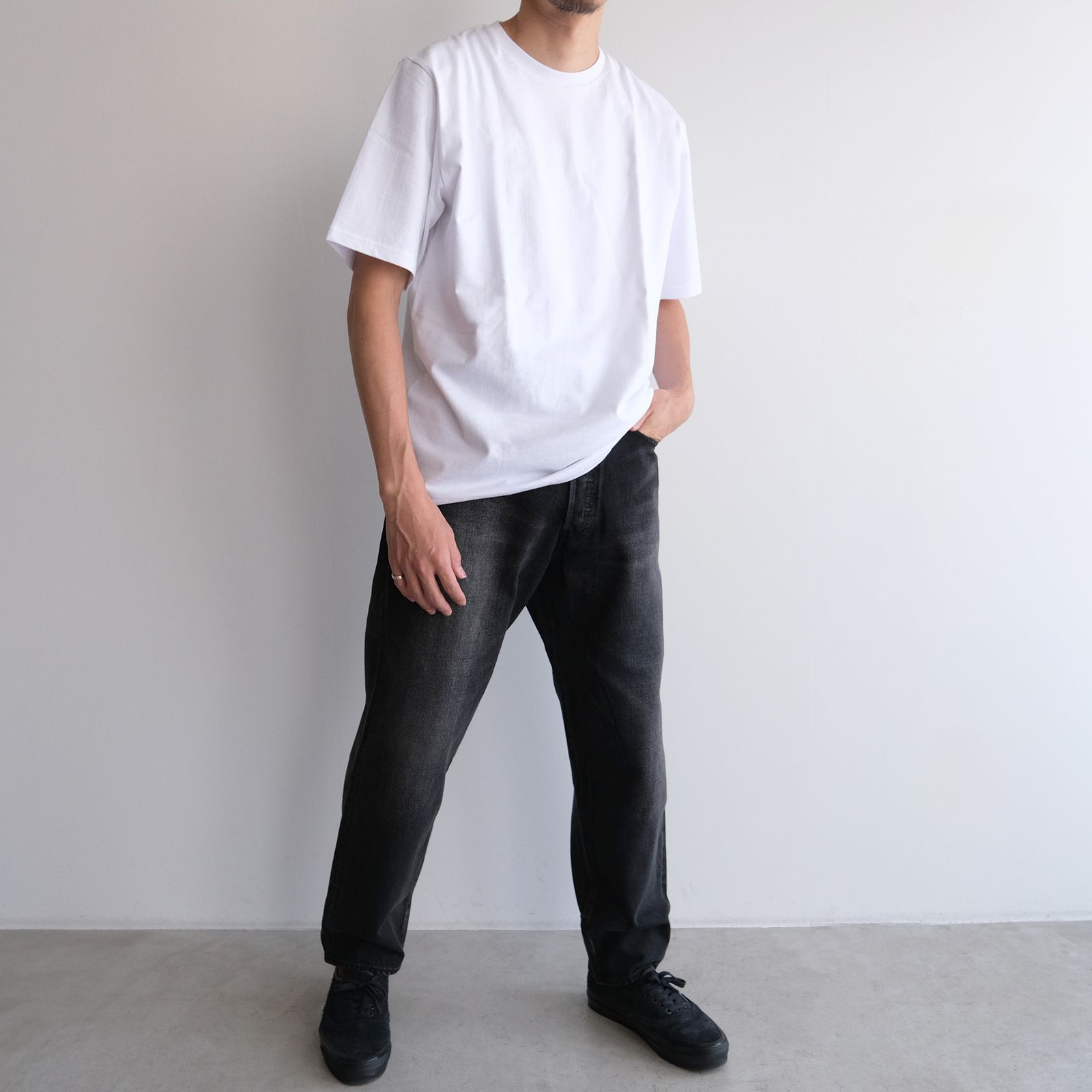 Selvage Denim Five Pocket Tapered Pants -パンツ-（Black Dark Fade / ブラックダークフェード）