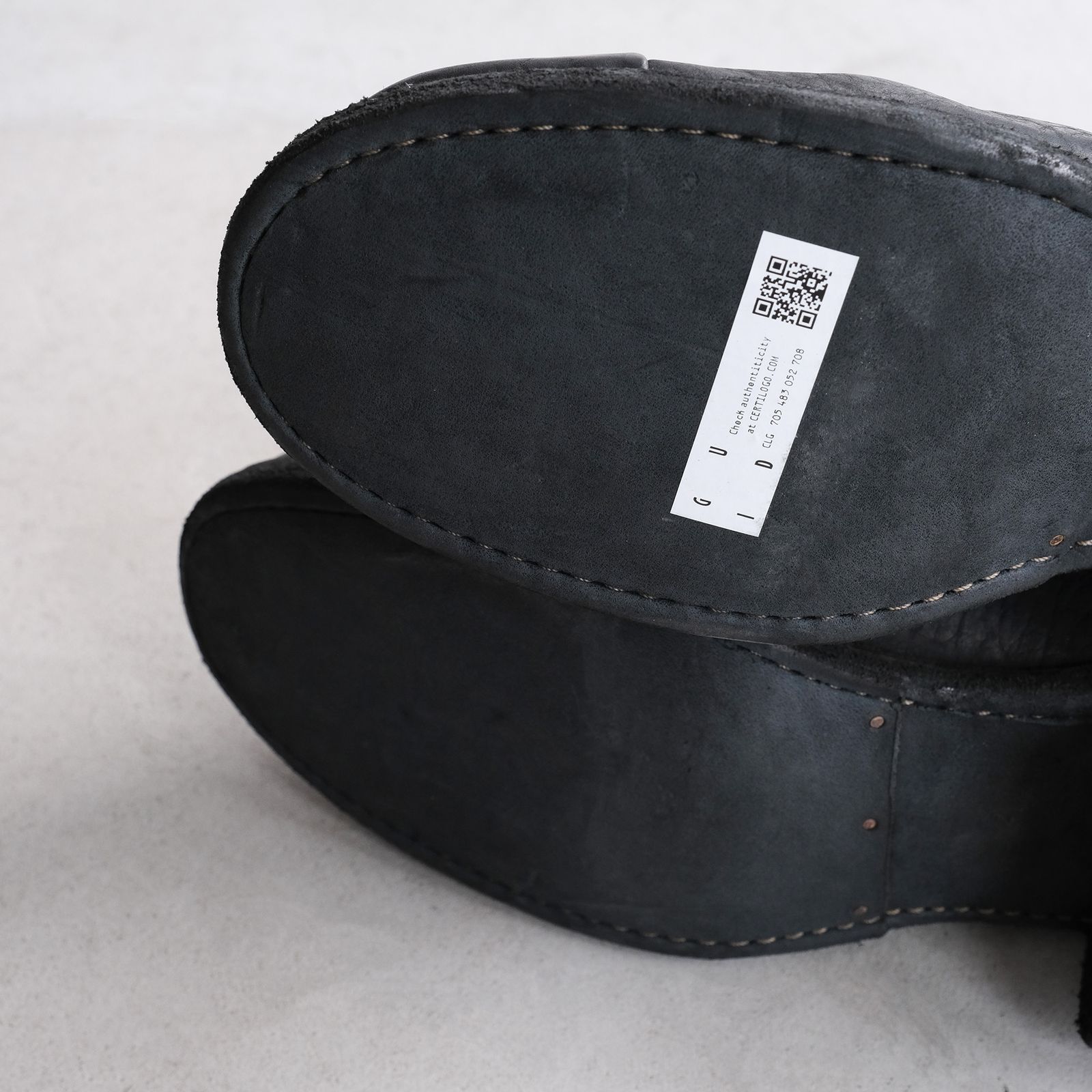 367ZB Bison Full Grain Lined Folded Back Zip Boot -ブーツ-（Black / ブラック）