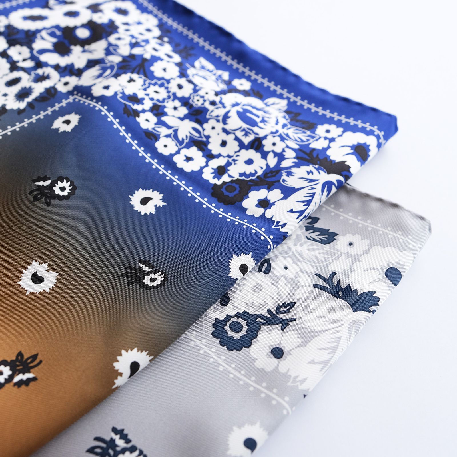 DYG Gradation Silk Bandana -バンダナ-（Black×Gray / ブラック×グレー）