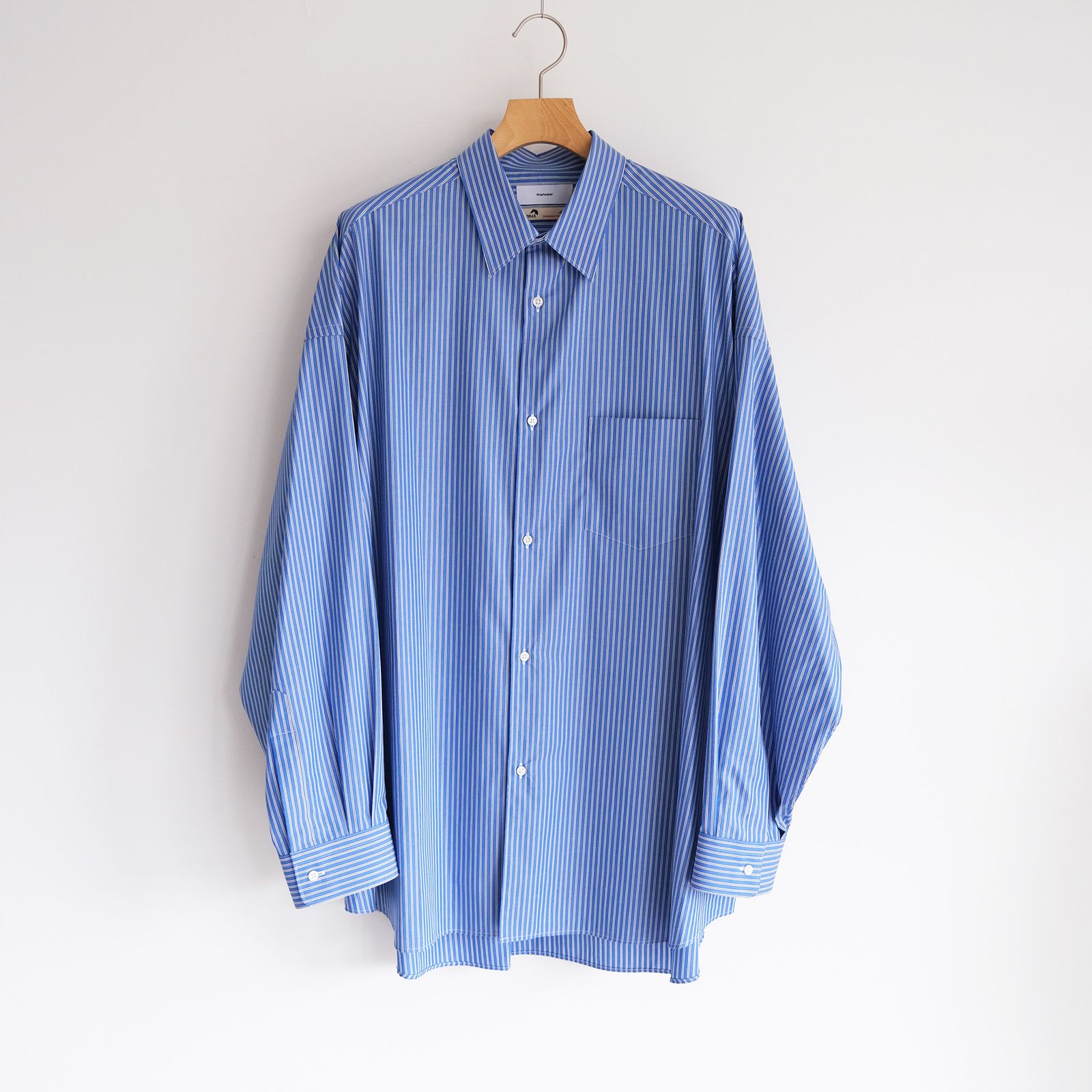Sidogras L/S Oversized Regular Collar Shirt -シャツ-（Blue Stripe / ブルーストライプ）