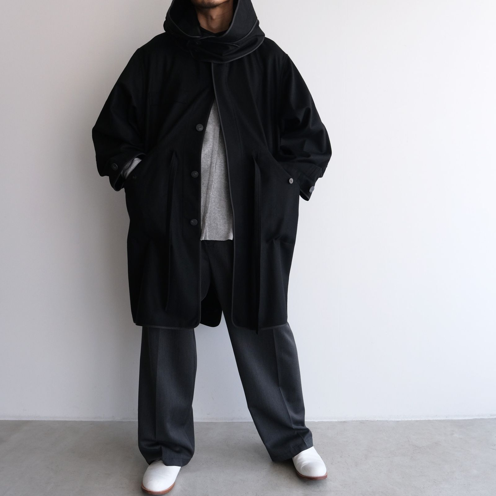 With Piping ：M65 Hoodie Coat -コート-（Black / ブラック）