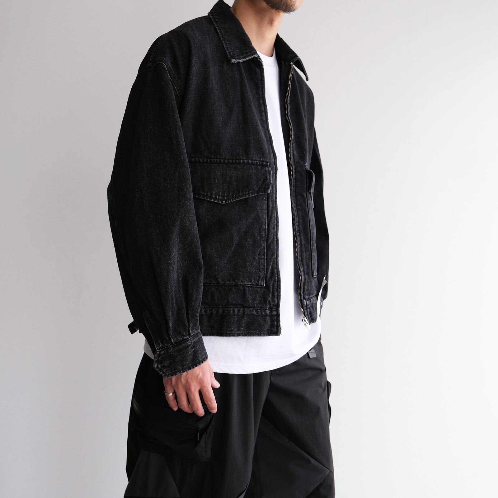 Selvage Denim Zip Jacket -デニムジャケット-（Black Dark Fade / ブラックダークフェイド）