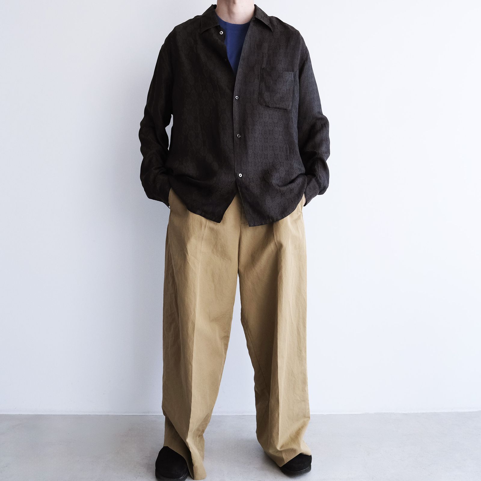 Cupro-Regular Collar L/S Shirts -シャツ-（Charcoal / チャコール）