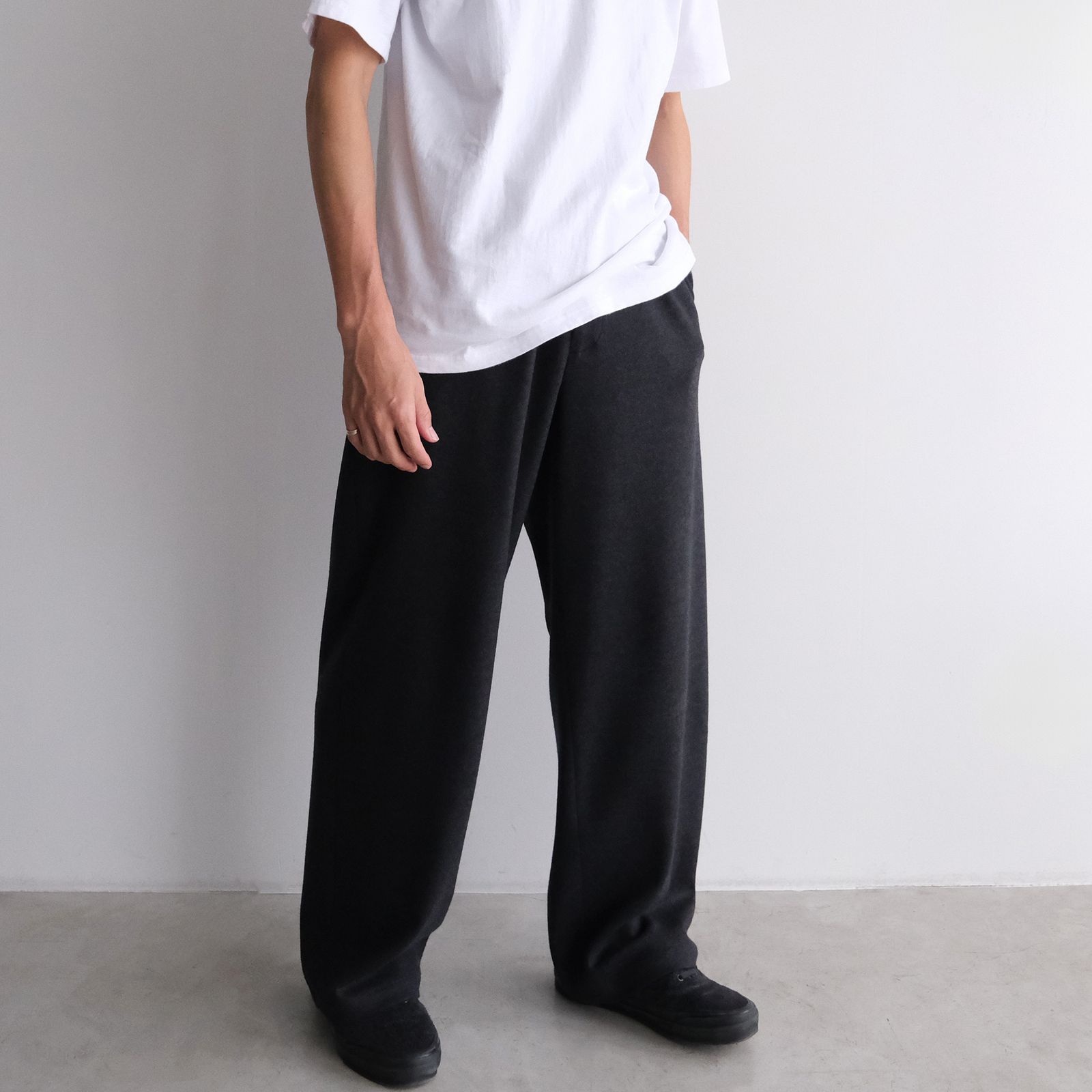 Wool Smooth Flannel Easy Wide Pants -ワイドパンツ-（Gray / グレー）GU253-40223B