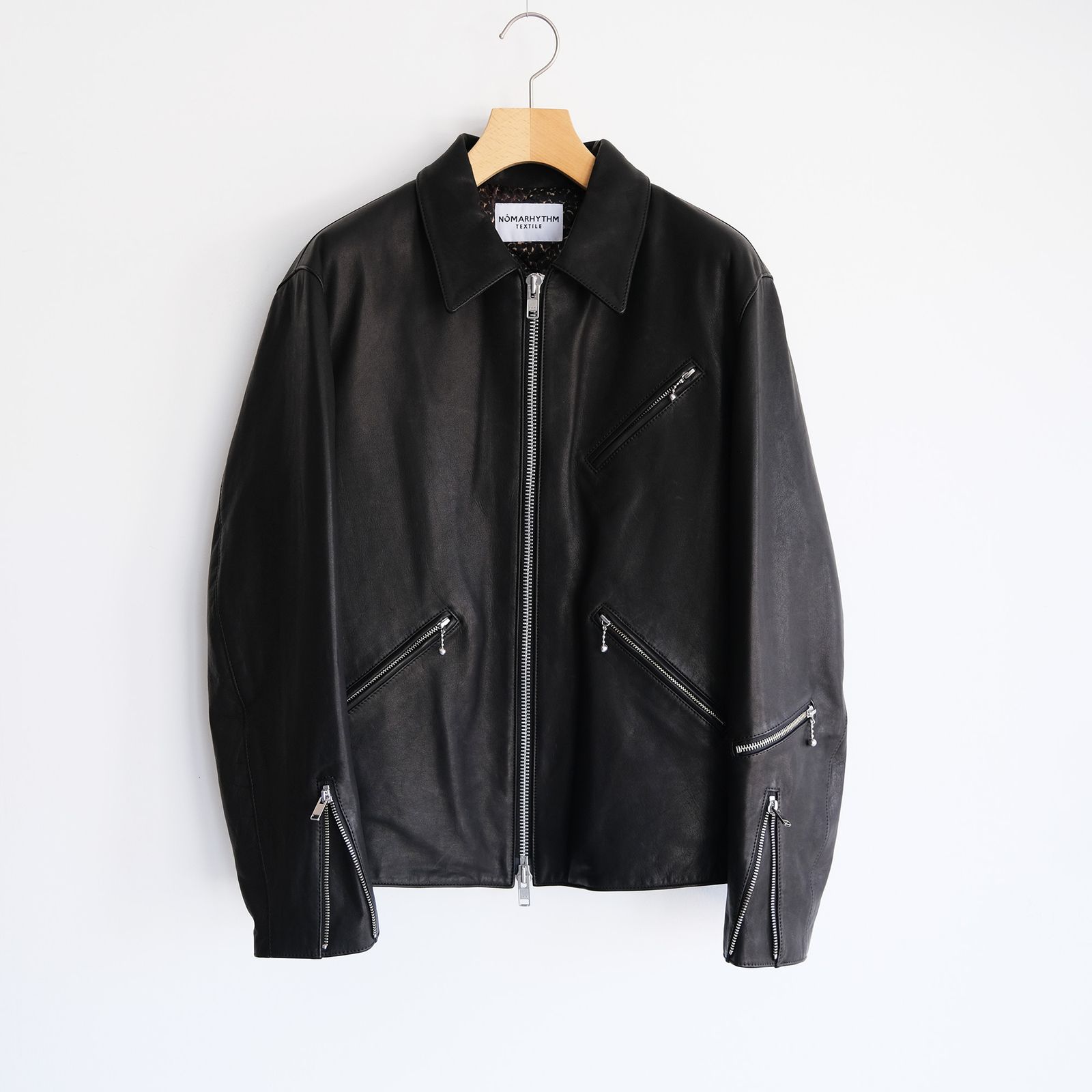 Front Zip Riders Jacket -ライダースジャケット-（Black / Lining Brown）