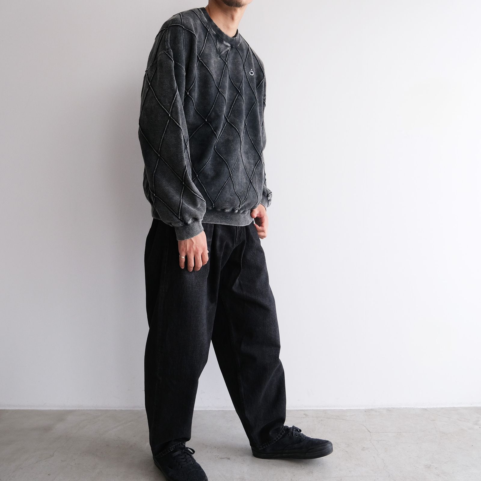 Hand Dye Diamond Twist Sweat -スウェット-（Black / ブラック）