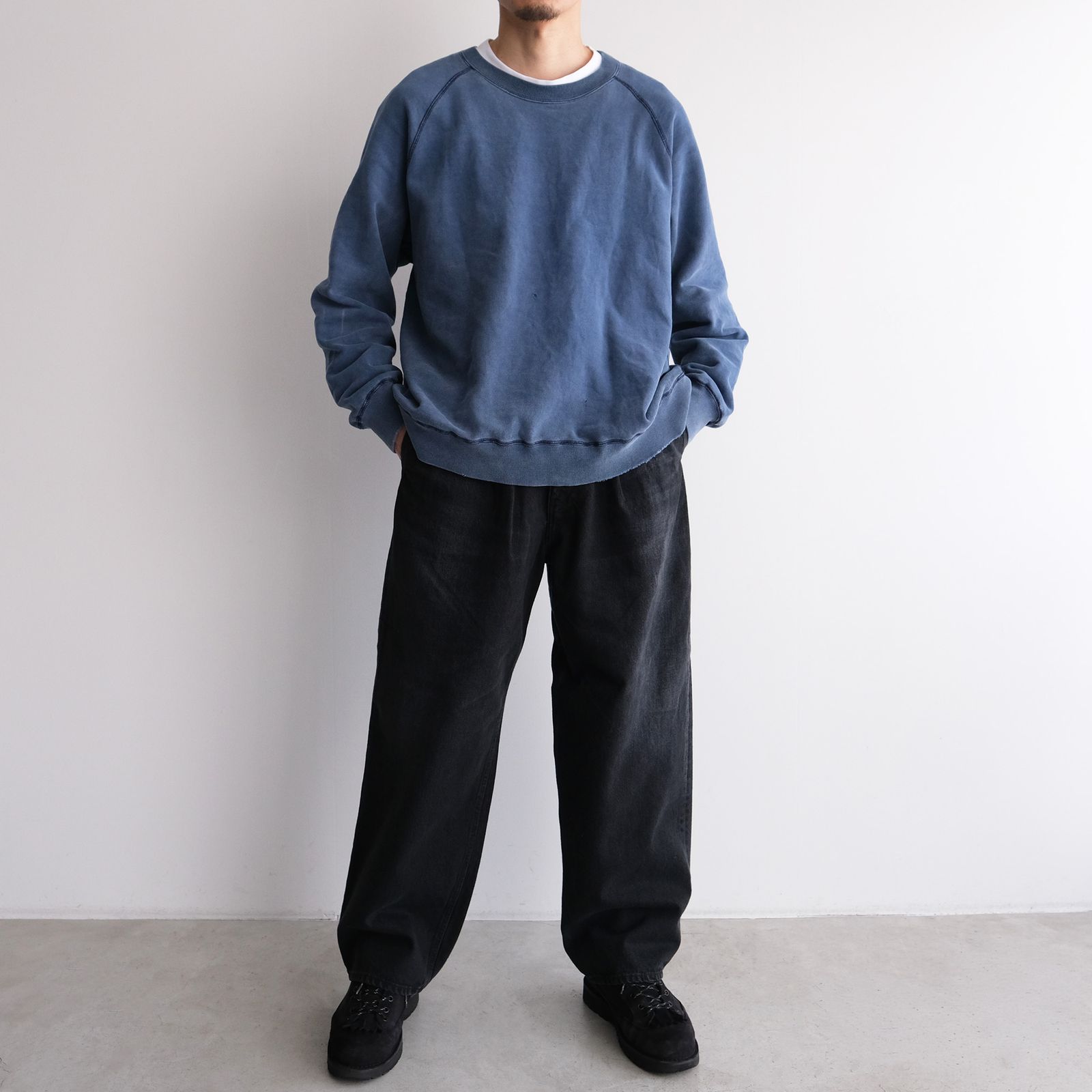 Selvage Denim Two Tuck Pants -デニムパンツ-（Black Dark Fade / ブラックダークフェード）GU261-40061DB