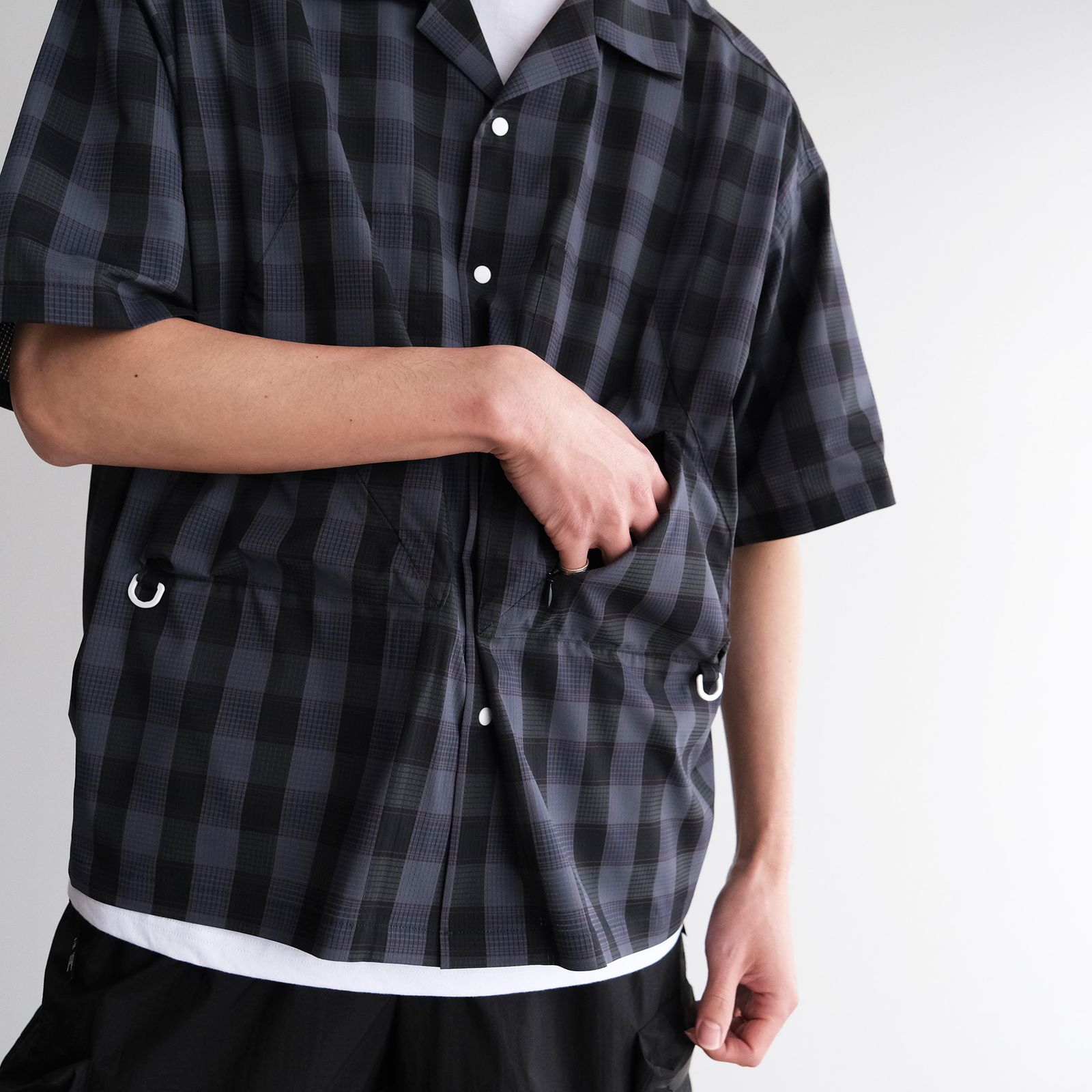 F/CE. - Dotair Open Collar Shirt -シャツ-（Charcoal