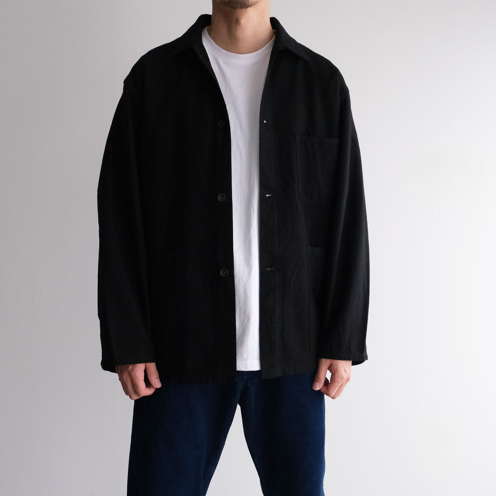 Wool Cotton Moleskin Jacket -ブルゾン-（Black / ブラック）