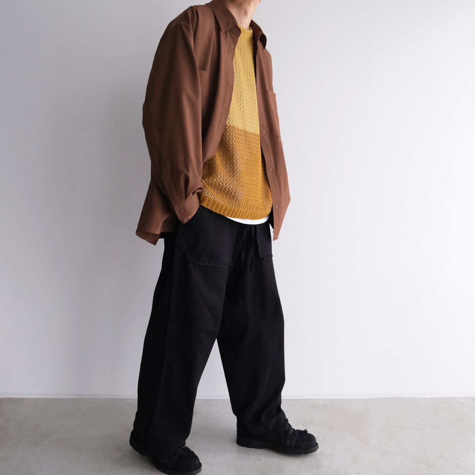 Mesh Knit Vest - ベスト -（Brown / ブラウン）