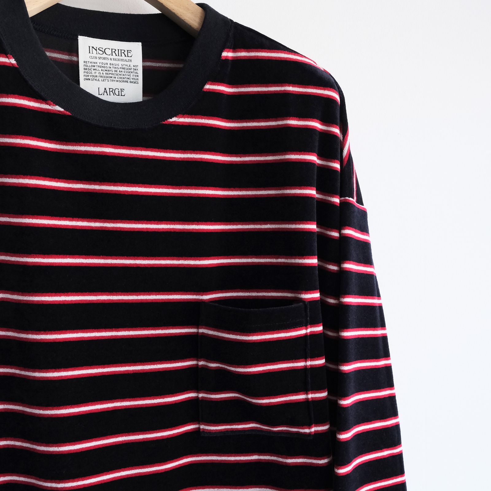 Velvet Border Long Sleeve Tee -Tシャツ-（Navy×Red / ネイビー×レッド）