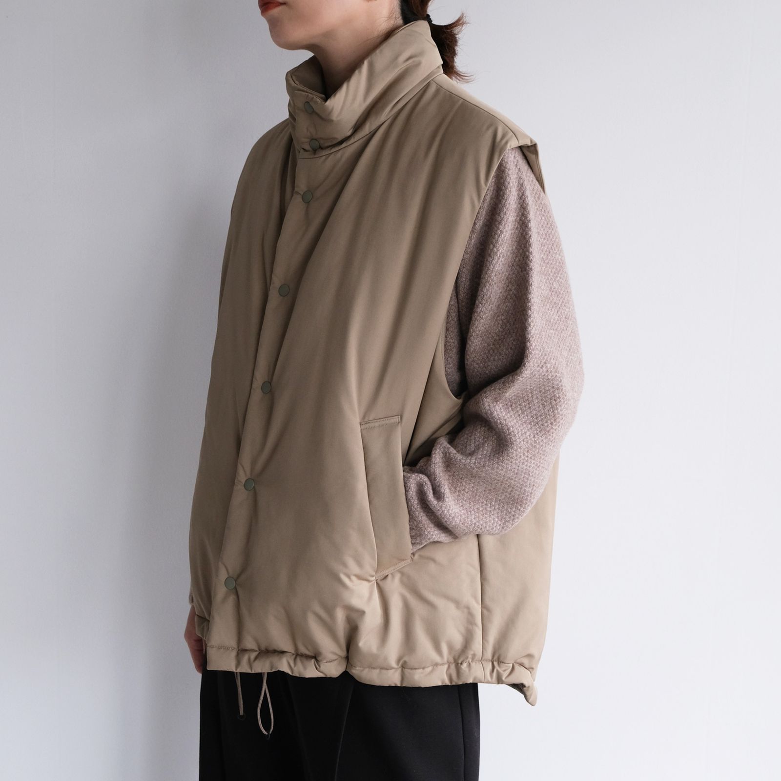 Vintage Nylon Twill Padded Vest -ベスト-（Beige / ベージュ）