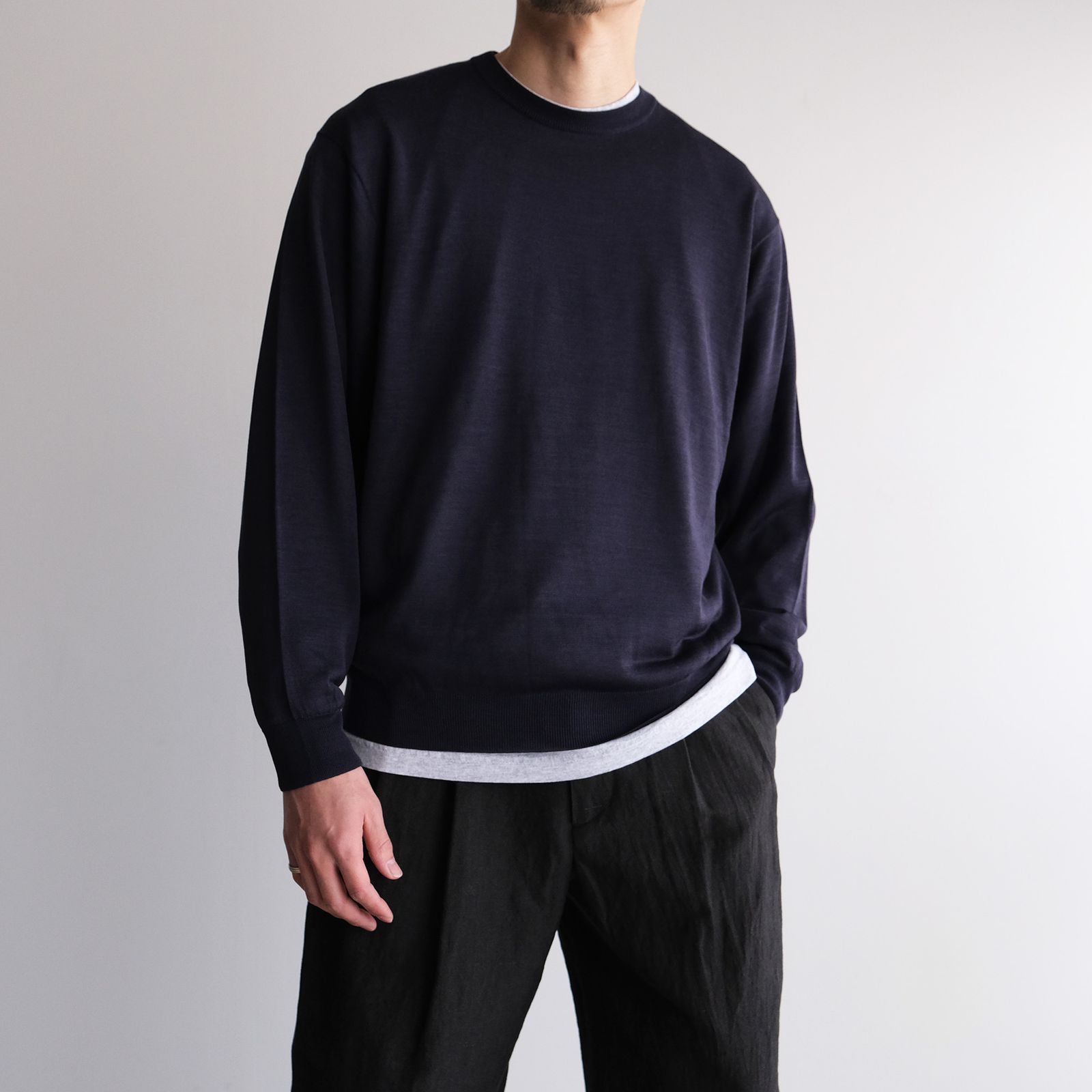 Silk Wool Knit -ニット-（Navy / ネイビー）
