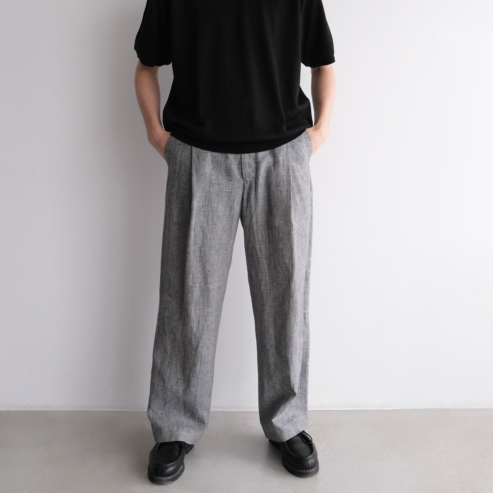 Linen-1 Tuck Pantst -パンツ-（G.Plaid / グレンチェック）