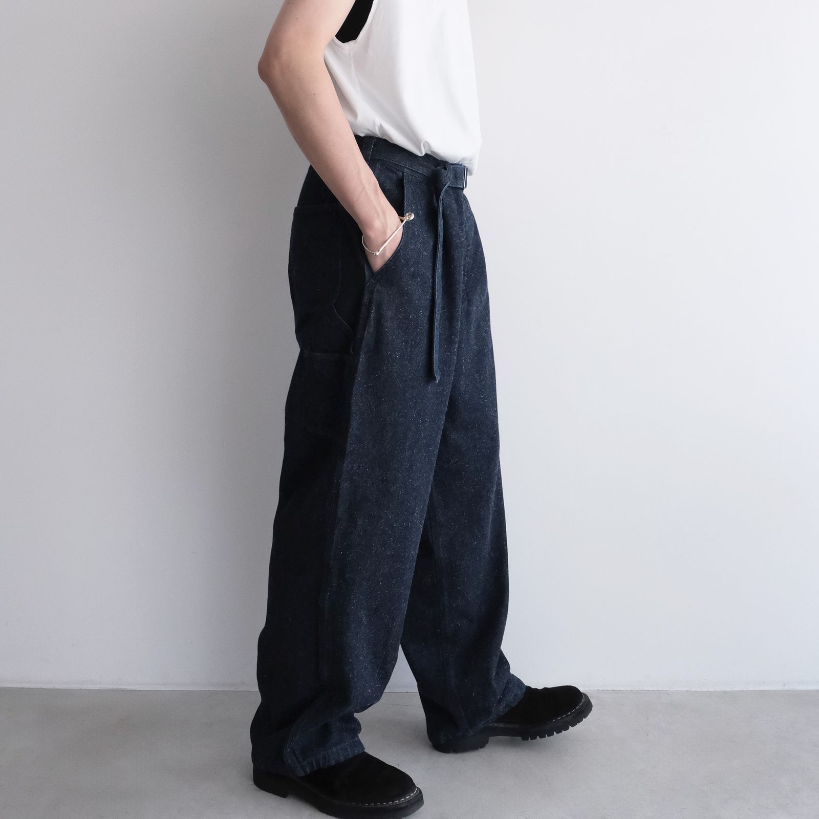 Silk Denim Belted Pants -デニム-（Indigo / インディゴ）