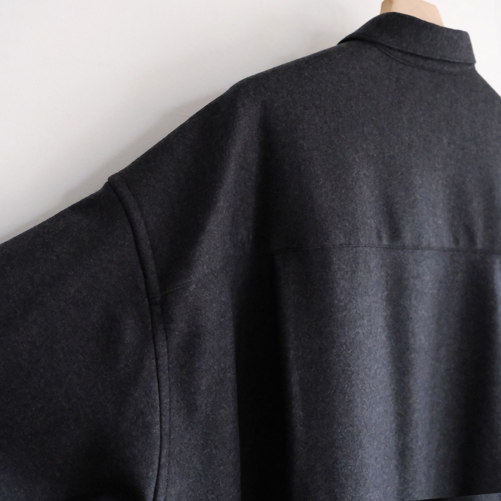 Wool Smooth Flannel Oversized Regular Collar Shirt -シャツ-（Gray / グレー）