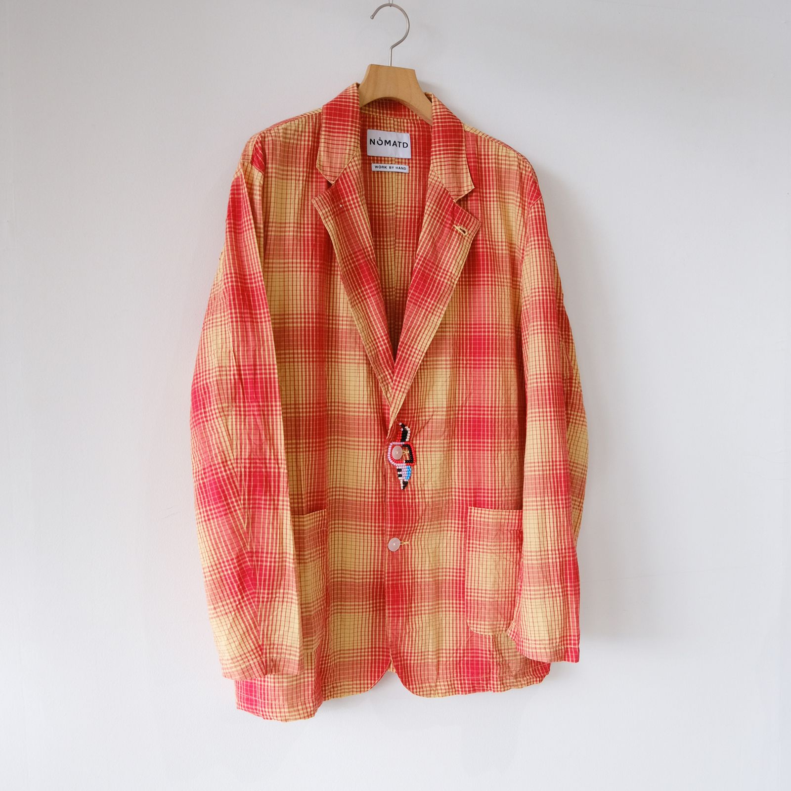 NOMA t.d. - Ombre Plaid Jacket With Beading -ジャケット-（Red×Off / レッド×オフ） |  STACK STORE