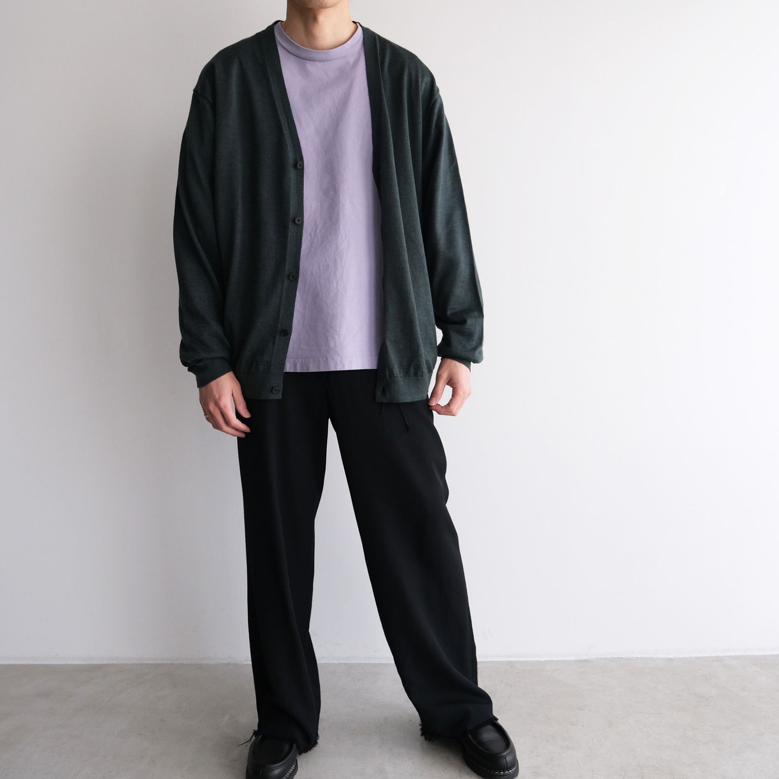Ramie Cashimere V-Neck Knit Cardigan -ニット-（Green / グリーン）