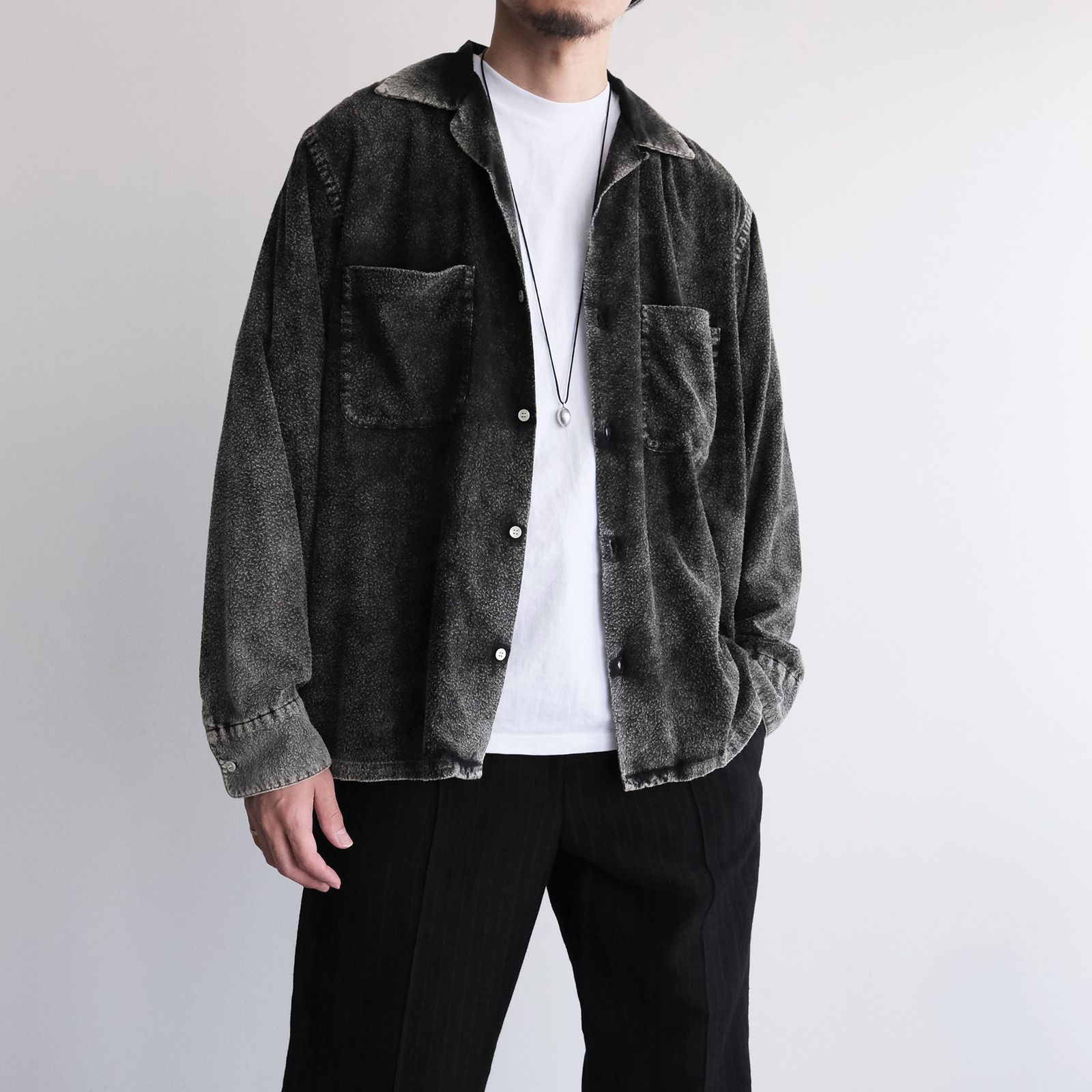 Hand Dye Flannel Shirt -シャツ-（Black / ブラック）