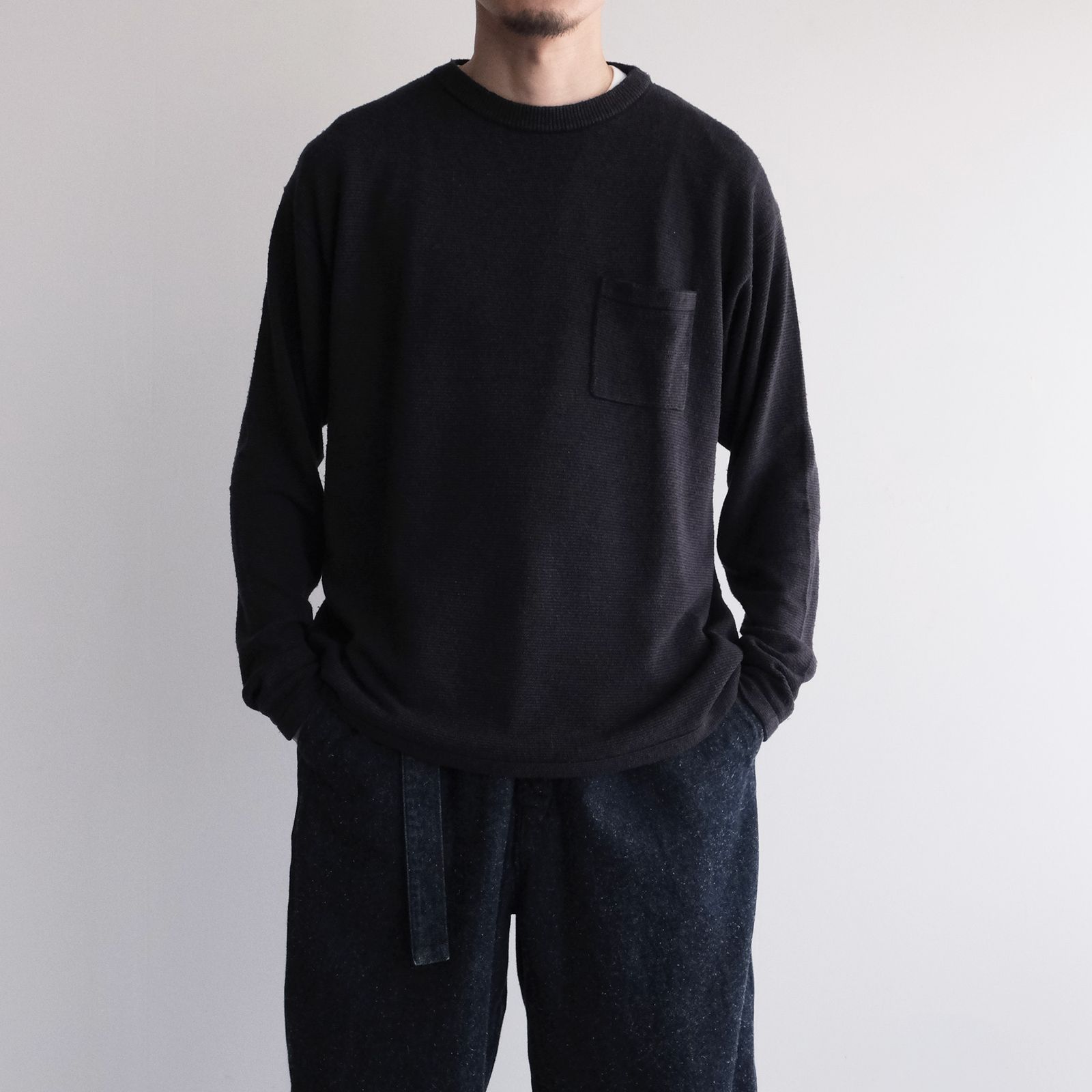 Silk Knit L/S Crew Neck -ニット-（Dark Navy / ダークネイビー）