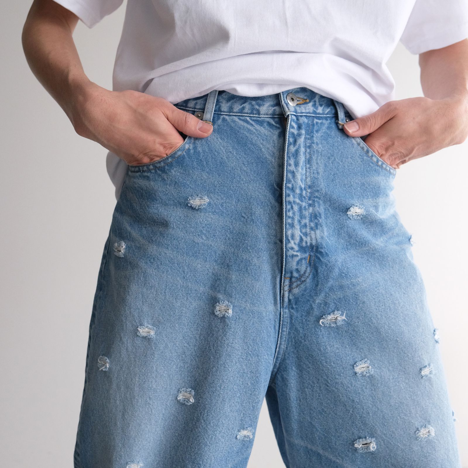 Dot Hole Denim Pants -デニム-（Blue Used / ブルー ユーズド）
