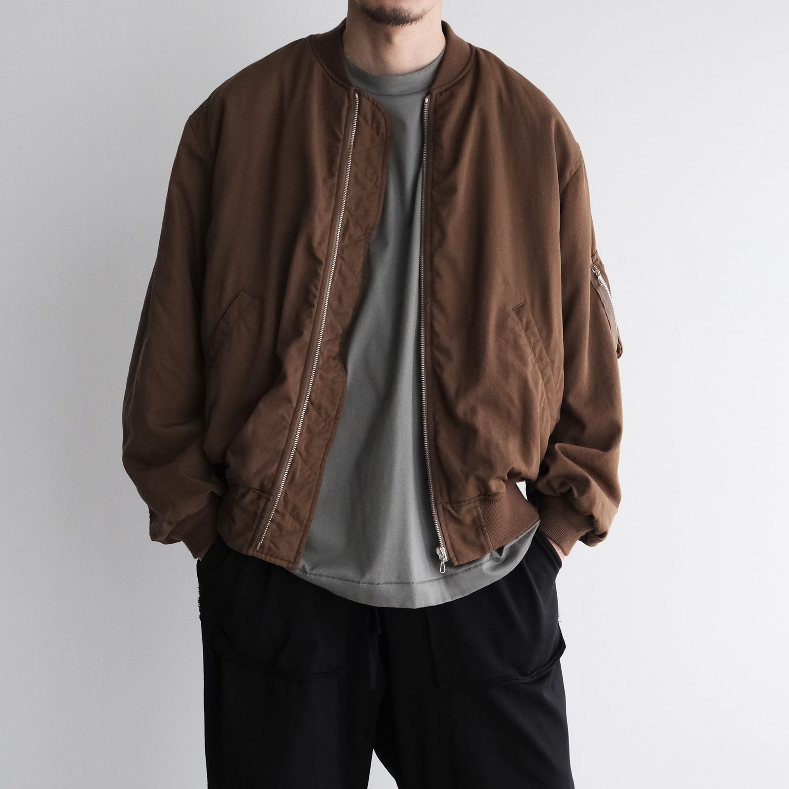 Fulled Wool Twill Flight Jacket -ジャケット-（Brown / ブラウン）GU263-30411
