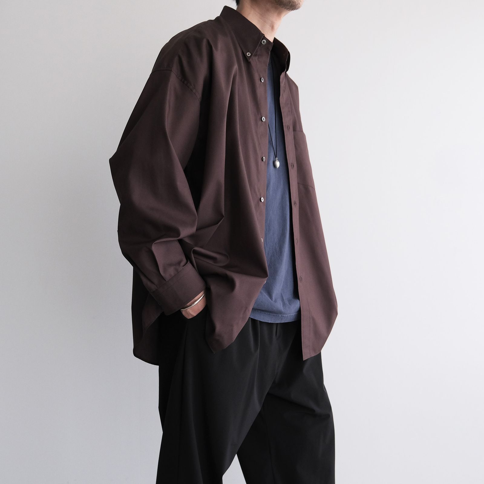 Easy Care Poplin L/S Oversized B.D Shirt -シャツ-（Brown / ブラウン）GM263-50620