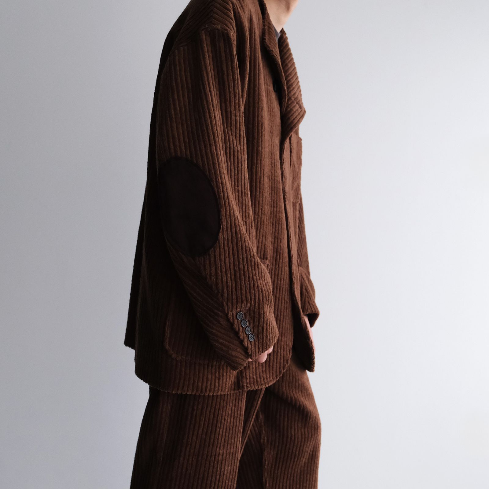 Corduroy Collarless Jacket -ジャケット-（Brown / ブラウン）