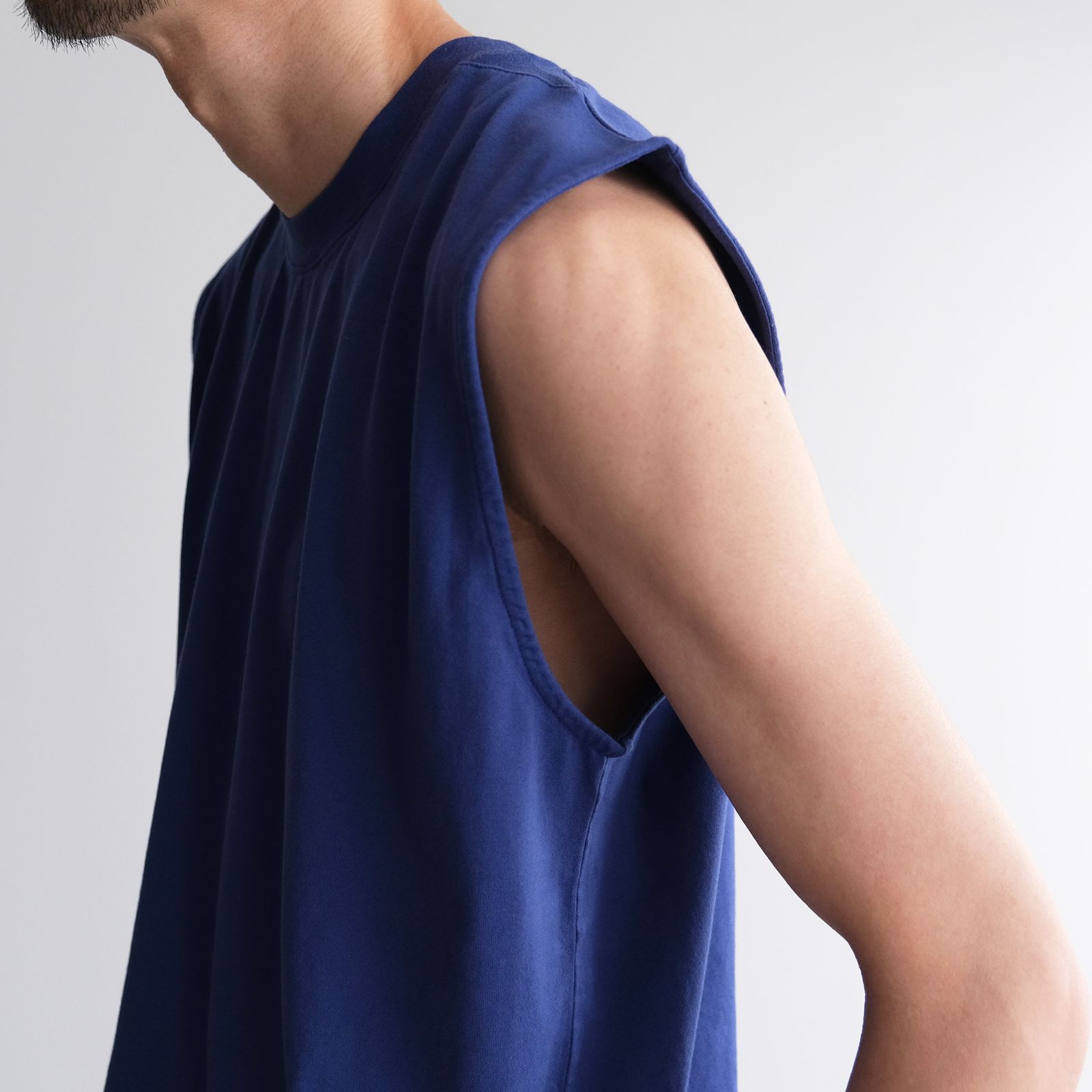 Giza Cotton No Sleeve T-Shirt -ノースリーブ-（Blue / ブルー）