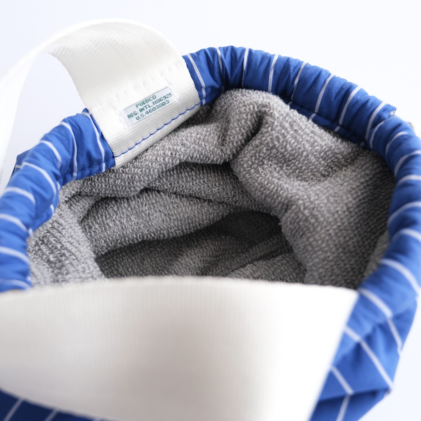 Shirt Fabric Drawstring Bag -バッグ-（Blue Pencil Stripe /ブルーペンシルストライプ）
