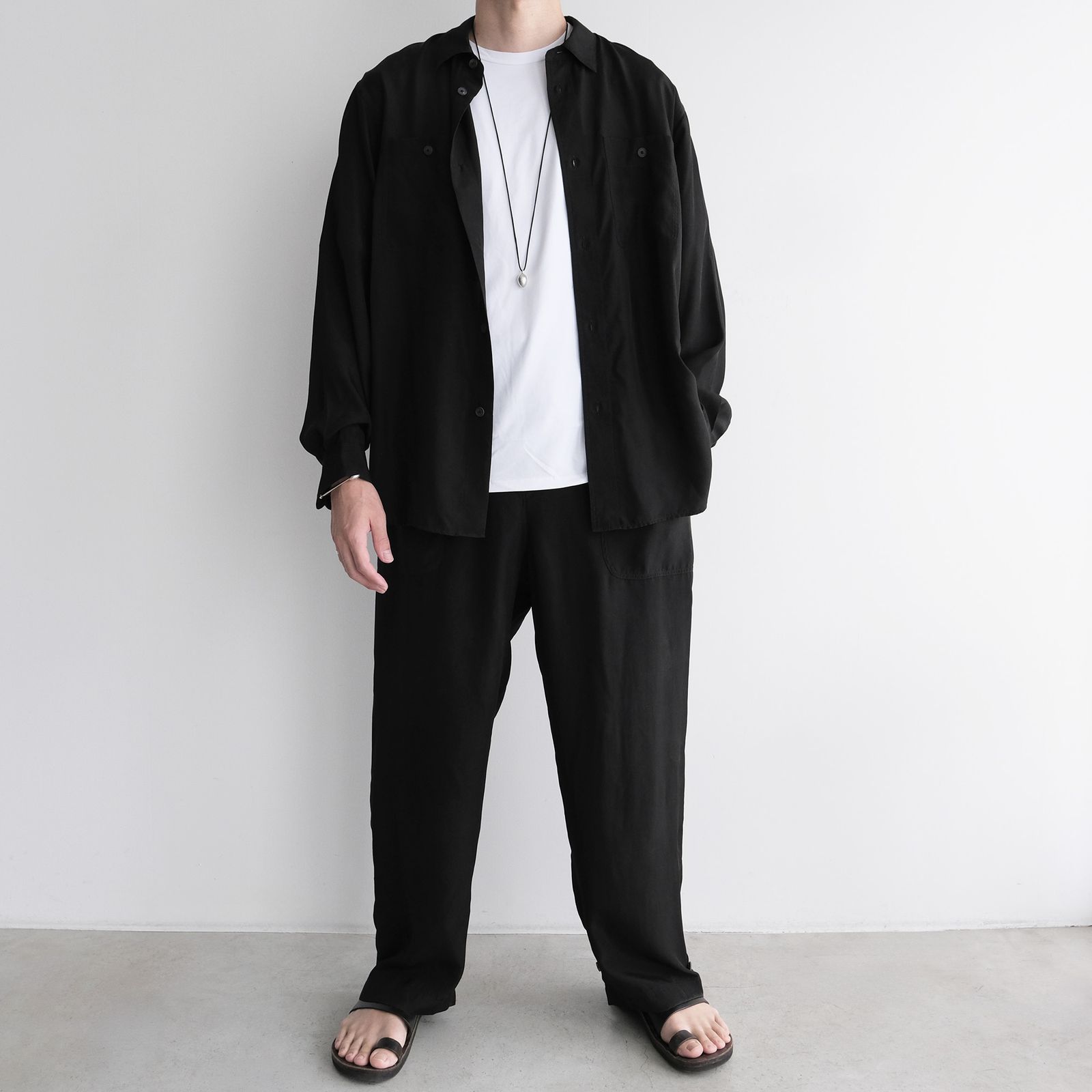 Fibril Silk Tafta Easy Baker Pants -パンツ-（Black / ブラック）