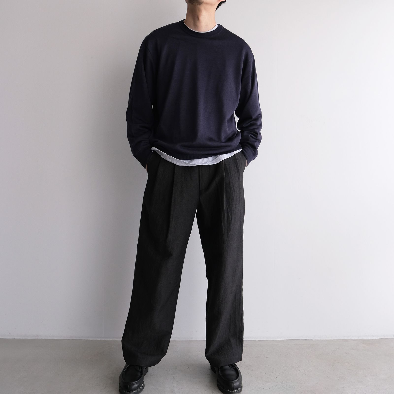 Wool Linen 2Tuck Trousers -パンツ-（Charcoal / チャコール）