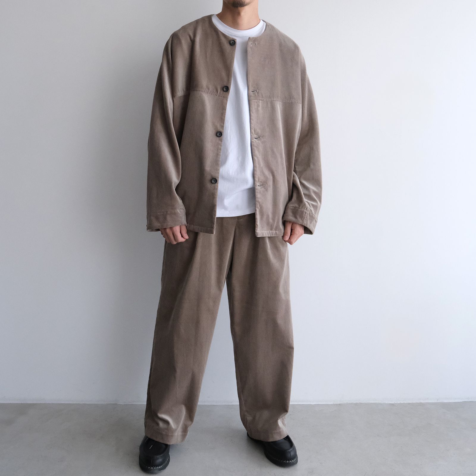 Suvin Corduroy Collarless Jacket -ジャケット-（Grege / グレージュ）GU253-30365