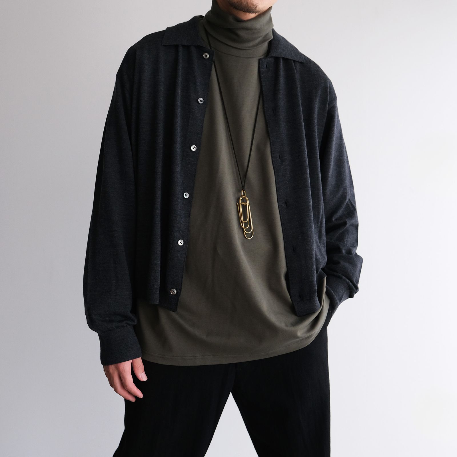Brushed Mockrody High Neck L/S Tee -Tシャツ-（Green / グリーン）