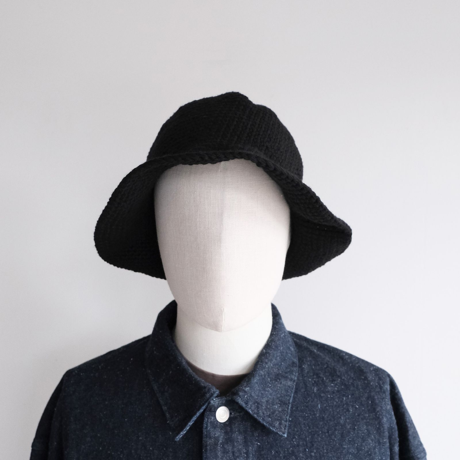 Hand Made Knit Wool Balloon Hat -ハット-（Black / ブラック）