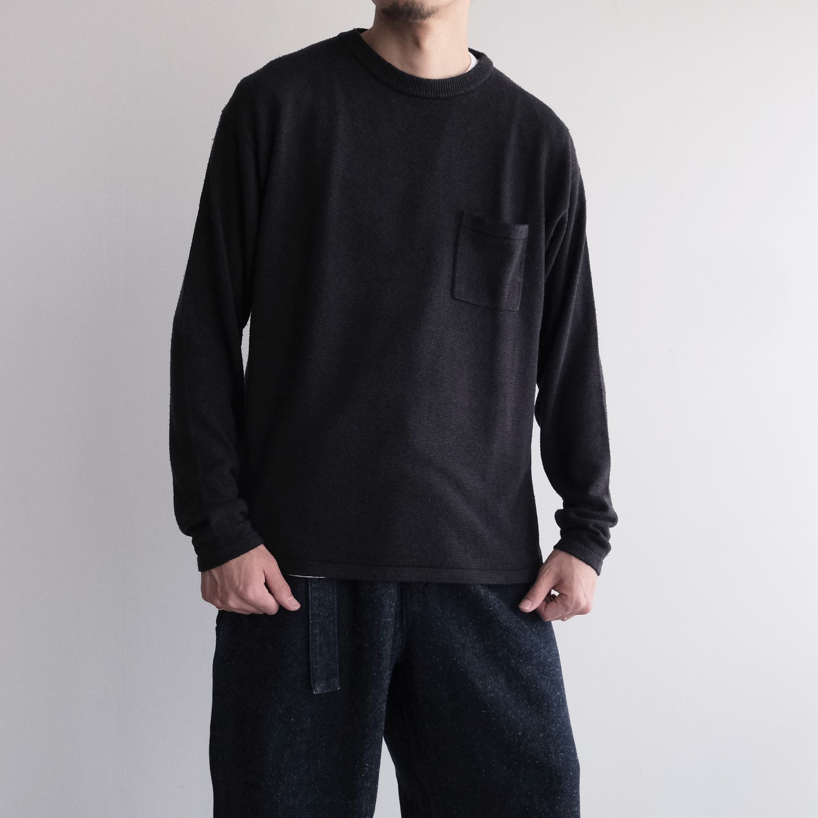 Silk Knit L/S Crew Neck -ニット-（Dark Navy / ダークネイビー）
