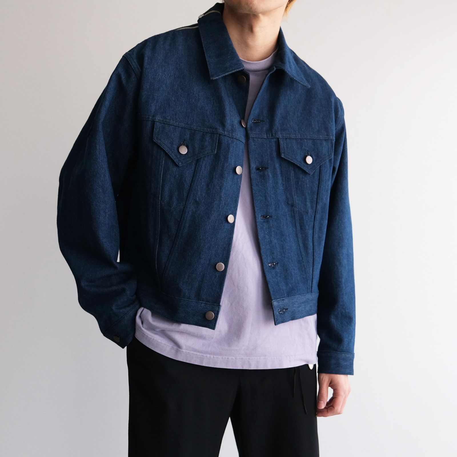 "1"Zip:Denim Jacket - ジャケット（D.Blue / ダークブルー）