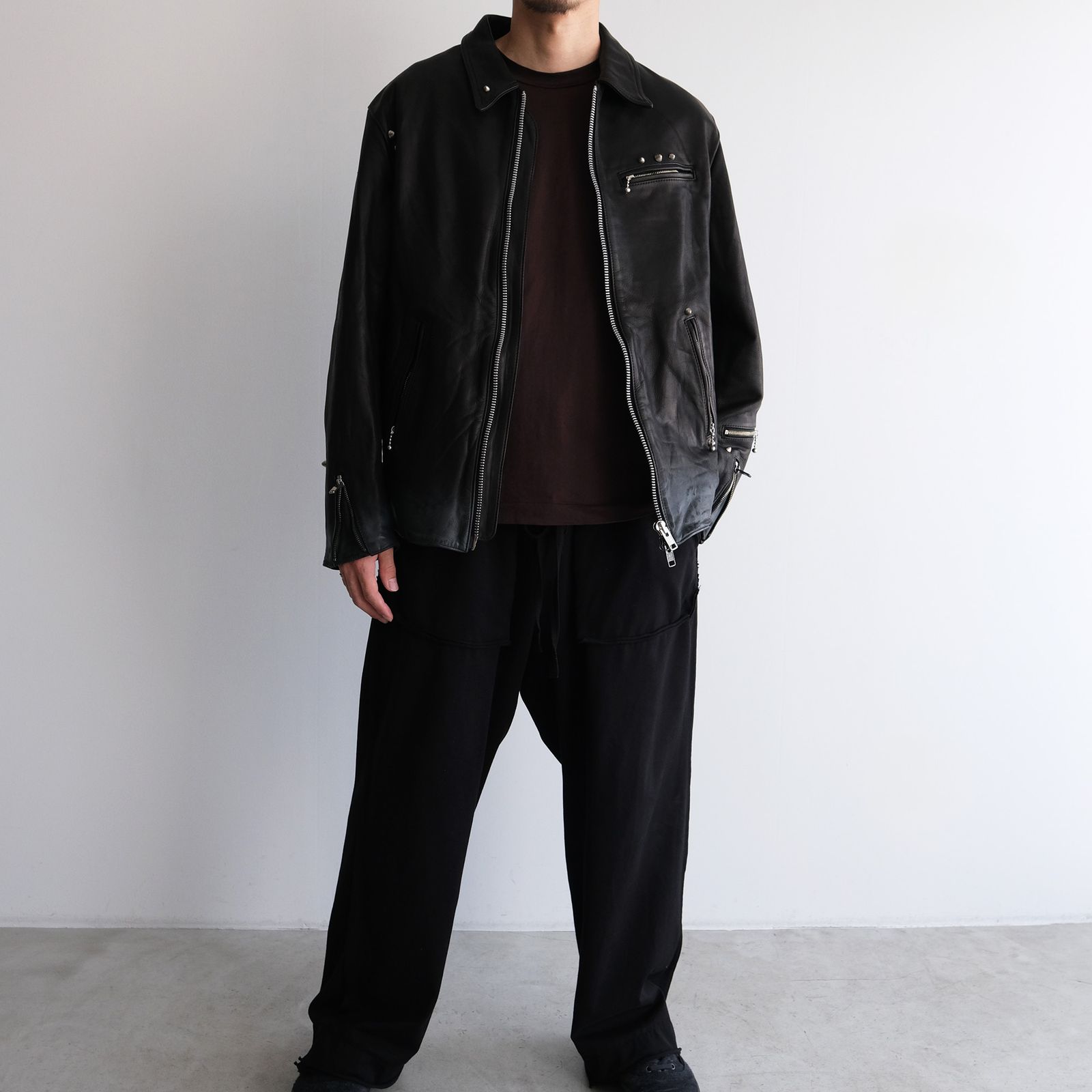 Hand Dyed Studded Riders Jacket -ライダースジャケット-（Black / ブラック）
