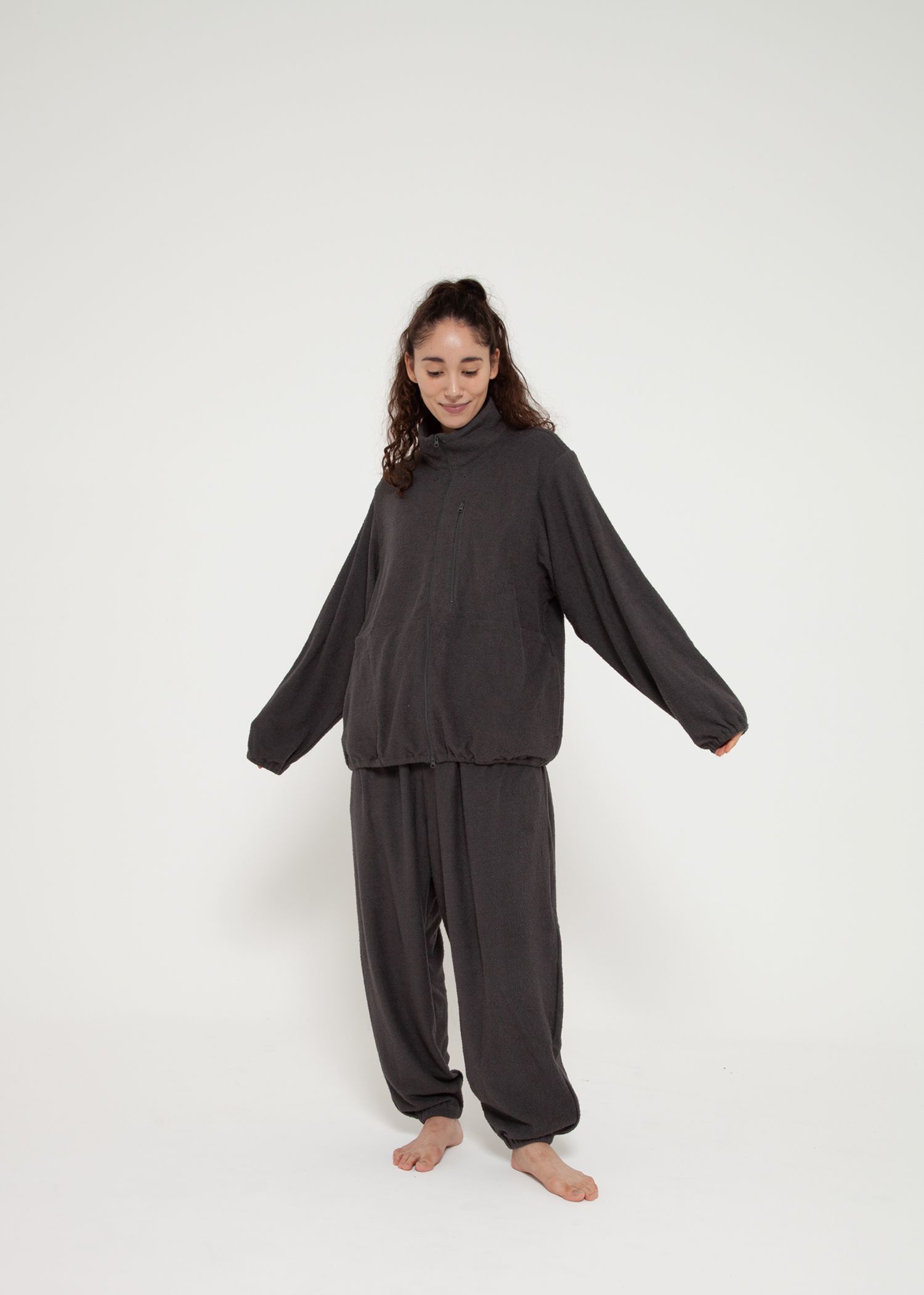 SAUNAS"サ"Towel Cloth Wide Easy Pants -パジャマ-（Charcoal Gray / チャコールグレー）
