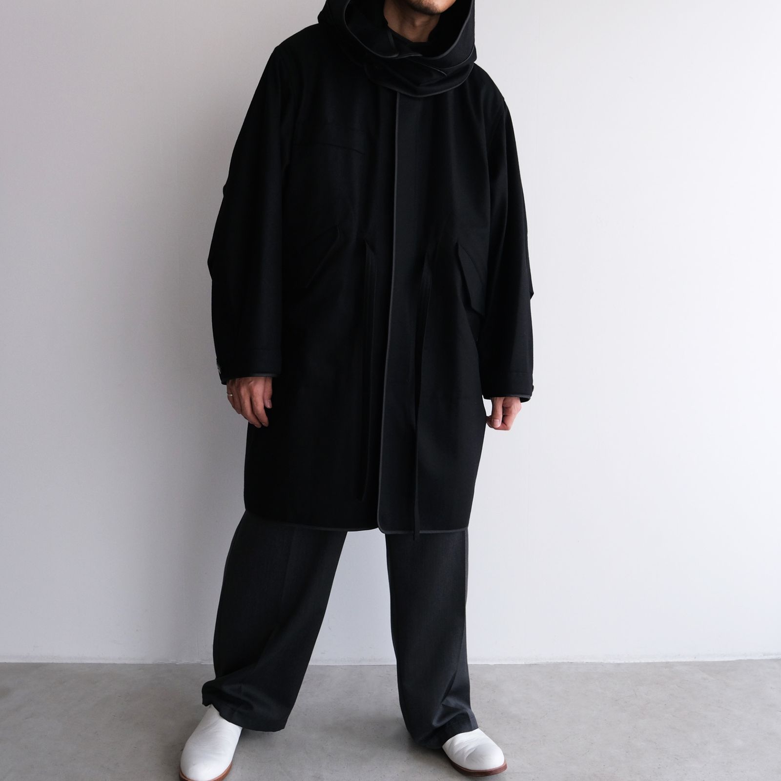 With Piping ：M65 Hoodie Coat -コート-（Black / ブラック）