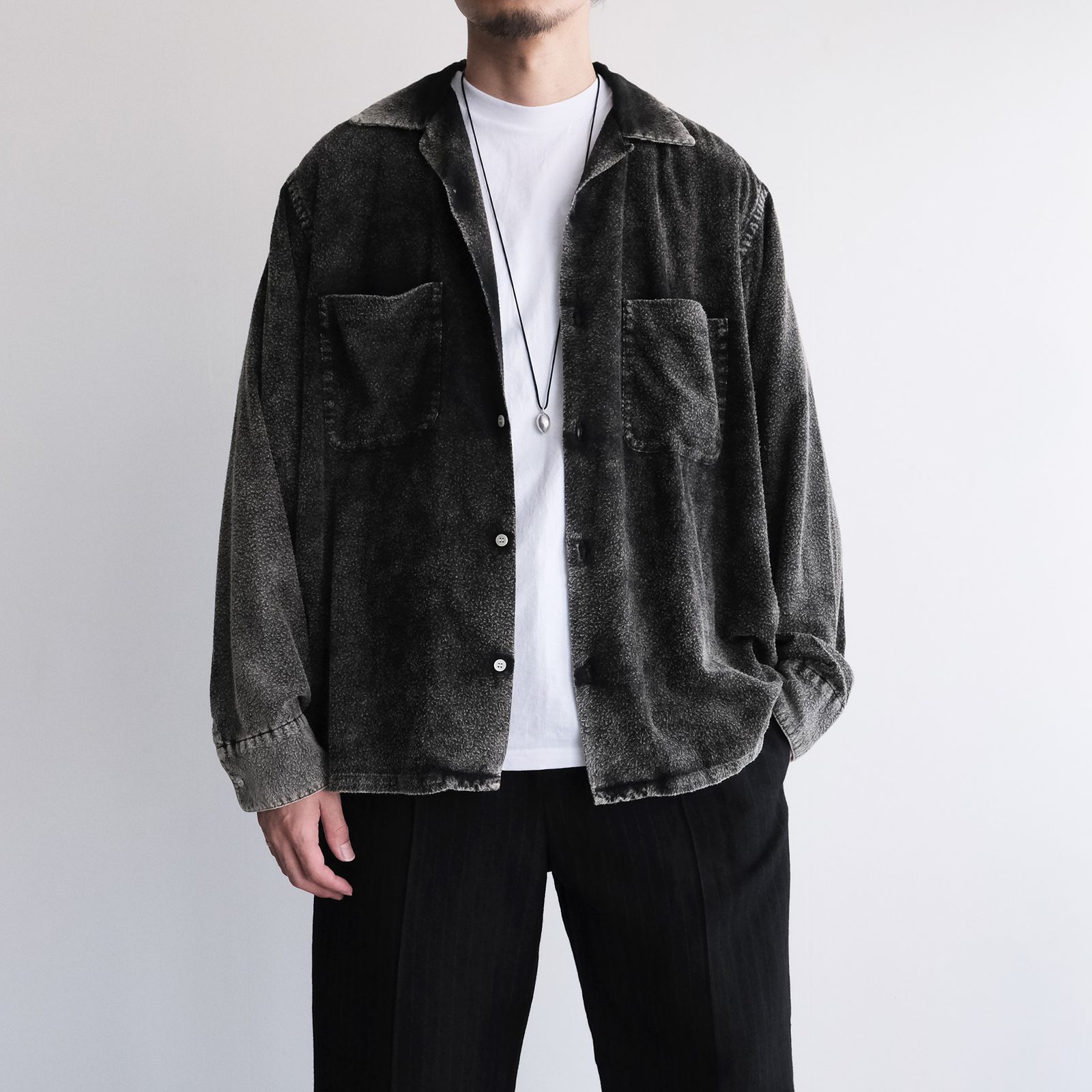 Hand Dye Flannel Shirt -シャツ-（Black / ブラック）