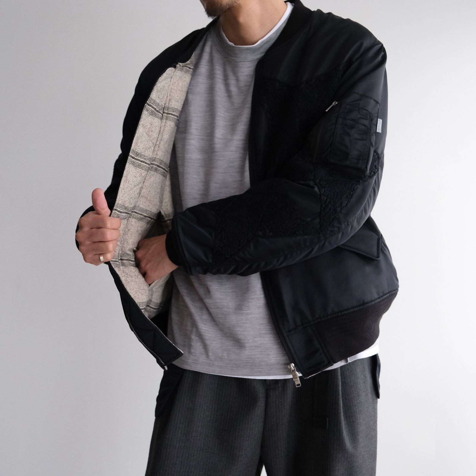 The Craft Hand Embroidery Flight Jacket -ジャケット-（Black / ブラック）