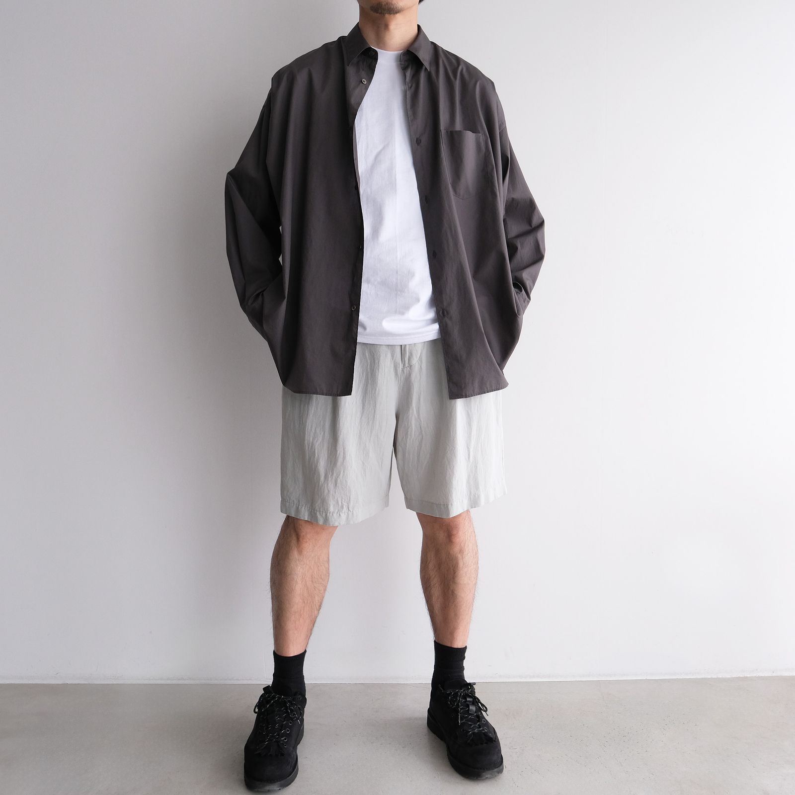 Cotton Linen Voile Loose Fit Shorts -パンツ-（Sax / サックス）