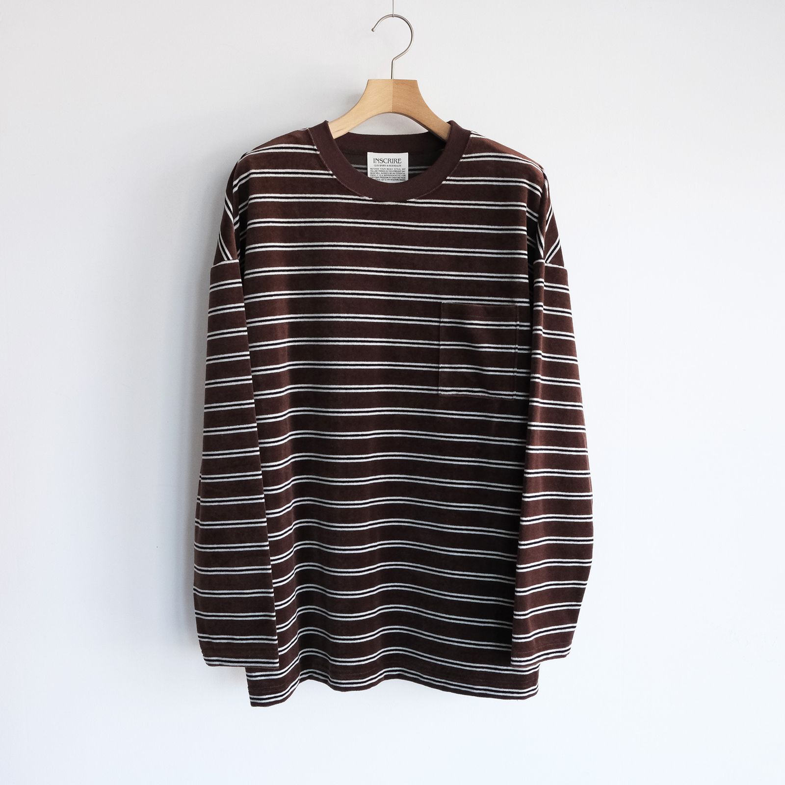 Velvet Border Long Sleeve Tee -Tシャツ-（Brown×Navy / ブラウン×ネイビー）