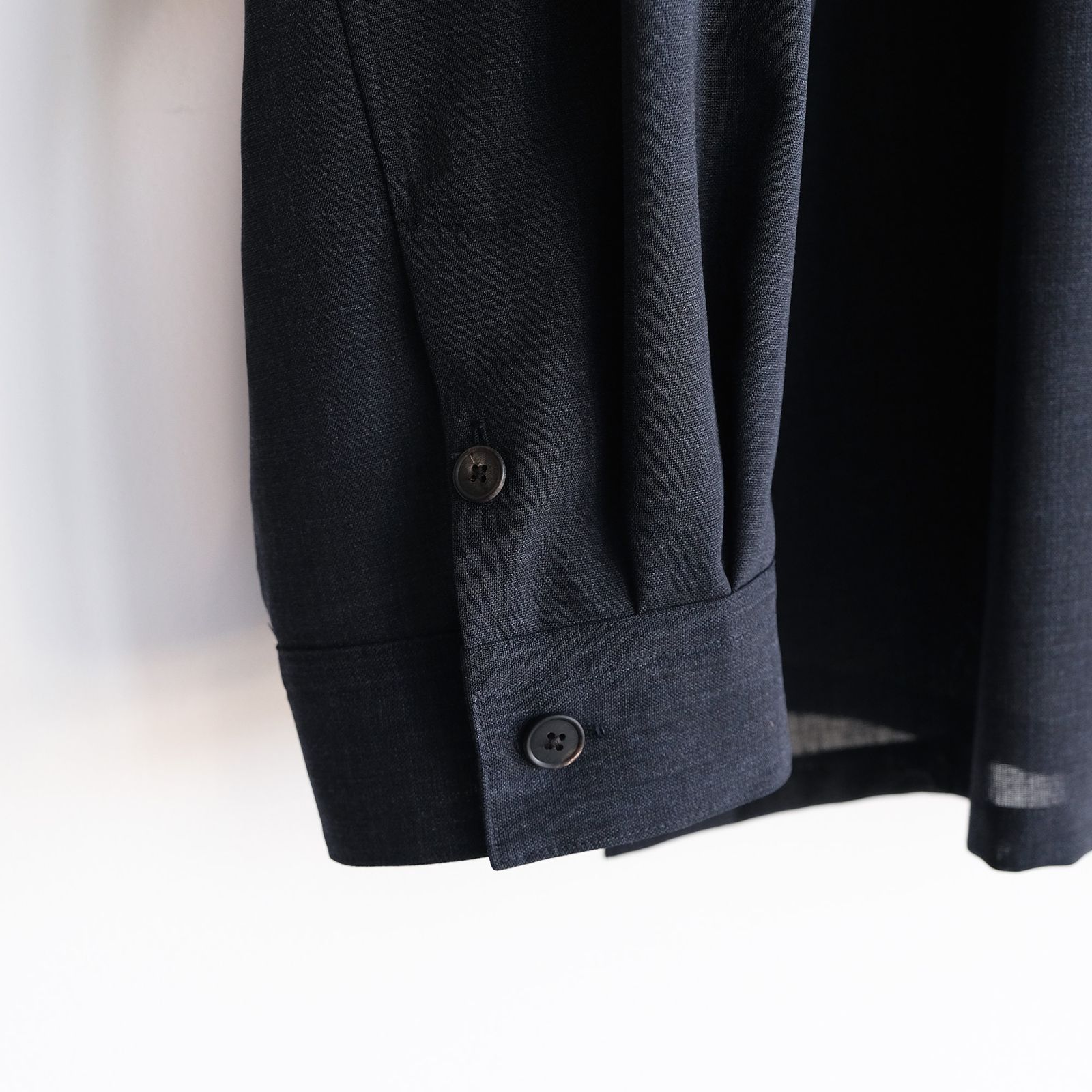 Twist Wool Gauze Loose Fit Shirt -シャツ-（Navy Top / ネイビートップ）