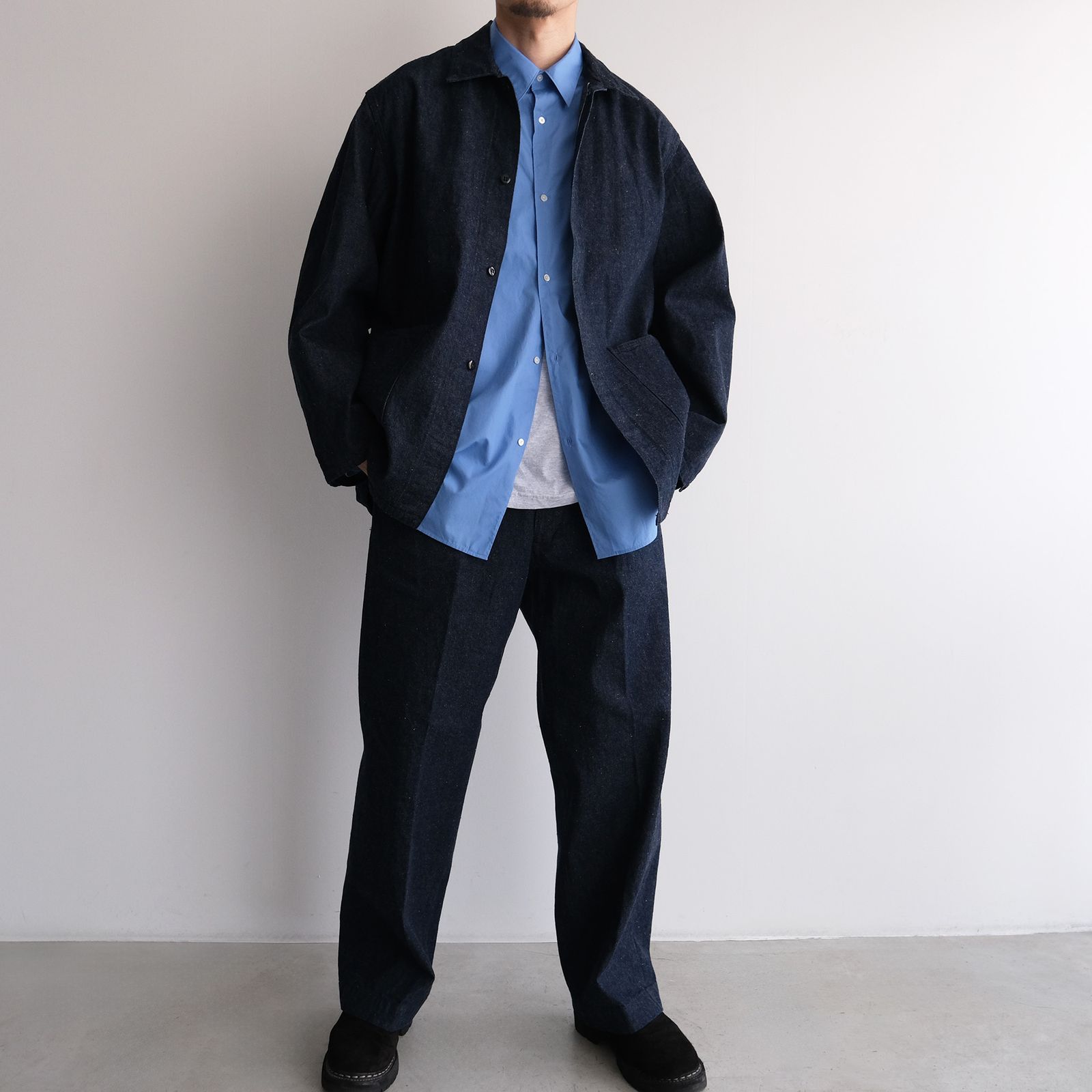 Broad L/S Oversized Regular Collar Shirt -シャツ-（Blue / ブルー）GM261-50001B