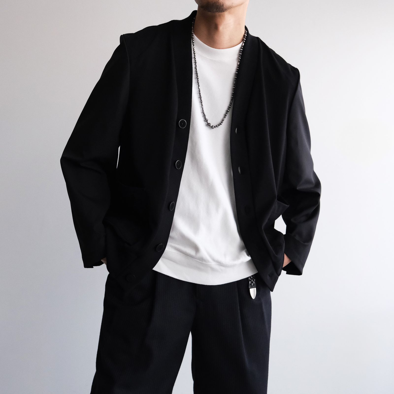 Un(i)Form Jersey：Docking Cardigan - カーディガン-（Black / ブラック）
